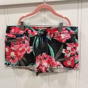 Roxy Black Floral Jean Shorts